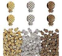 PH PandaHall 120pcs 3 Colours Large Hole Beads, Pineapple Beads Alloy Spacer Beads with 4.7~5mm Hole European Tibetan Beads for Leather Cord Snake Chain Bracelet Necklaces Jewellery Crafts Making