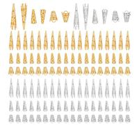 PH PandaHall 120pcs 3 Shapes Long Flower Bead Caps Filigree Bead Caps, Hollow Flower End Cap Metal Cones Spacer Beads for Jewelry Making Bracelet Necklace DIY Crafts, Golden & Silver
