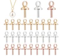 PH PandaHall 120pcs 3 Styles Eye Peg Bail Pin, Brass Cup Peg Bail Clasps Jewelry Connector for Half-drilled Beads Charms DIY Pendants, Golden/Silver/Rose Gold