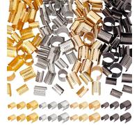 PH PandaHall 120Pcs 4 Colors Leather Rope Clips 3 Size Cylindrical Crimp Beads End Fastener Opening Crimping Cord Clamp for DIY Craft Jute Leather Bracelet Necklace Macrame Tassel