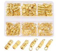 PH PandaHall 120pcs 6 Styles Brass Screw Clasps Jewelry Connector Screw Twist Clasps Copper End Tip Barrel Clasps for Bracelet Necklace Jewelry Making DIY Crafts, 12~16x3~4mm Golden