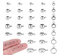 PH PandaHall 120pcs 7 Size Bail Beads Jewellery Connectors Hanger Links Slide Charms Column Spacer Beads Stainless Steel Tube Beads with Loop for Bracelet Jewellery Making 6~11mm, Hole: 1.5~2mm