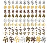 PH PandaHall 120pcs Clover Charms 2 Styles Shamrock Charms 4 Colors Four Leaf Charm Lucky Clover Pendants Metal Charm Alloy Pendant for St. Patrick's Day Necklace Bracelet Jewelry Making