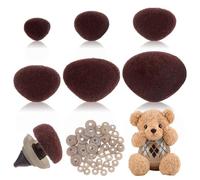 PH PandaHall 120pcs Flocking Safety Noses, 6 Size Stuffed Animal Triangle Nose Plastic Safety Noses Bulk Craft Nose with Washers for Amigurumi and Plush Crafts Crochet Projects, 11-29mm, Brown