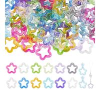 PH PandaHall 120PCS Hollow Star Charms 12 Colors Star Bead Frames Transparent Pentagram Dangle Pendants Acrylic Frame Cutouts Stars Charms for Bracelet Earring Jewellery Making Keychain Phone Chain