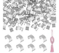 PH PandaHall 120pcs Leather Rope Clips, Platinum Cylindrical Crimp Tubes Foldable End Cap Cord Crimps Jewellery Clamps Cords Fastener for DIY Craft Lanyard Tassel Leather Cords Jewellery Making