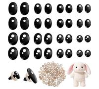 PH PandaHall 120pcs Oval Safety Eyes, 8 Sizes Kawaii Safety Eyes Plastic Craft Eye Black White Crochet Eye with Washers for Amigurumi Crochet Stuffed Animals Teddy Bear, 2 Style Eyeballs