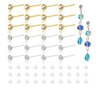 PH PandaHall 120pcs Rhinestone Earrings Posts with Loop & 200pcs Earring Backs Safe Brass Earrings Stud for Jewellery Making DIY Golden and Sliver