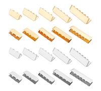PH PandaHall 120Pcs Ribbon Clamp Ends 5 Sizes Belt End Webbing Ending Clip Fasteners Ribbon Crimp Clasp for Jewellery Craft DIY Choker Bracelets Belt Clip Repair Webbing, Platinum/Gold