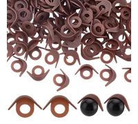 PH PandaHall 120pcs Safety Eyes Eyelid 23mm Brown Double Eyelid Buckles Crochet Eye Eyelids Plastic Craft Eyes Washers Horse Eye Shaped Eyelids for Puppet Amigurumi Teddy Bear Plush Animal Making