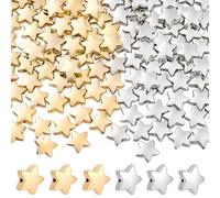 PH PandaHall 120pcs Star Spacer Beads 14mm Gold Silver Star Craft Beads, Twinkle Star Beads Plastic Loose Beads Star Button for Bracelet Necklace Jewellery Making DIY Crafts, Hole: 1.5mm