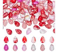 PH PandaHall 120pcs Teardrop Glass Beads 12 Colors Water Drop Beads Red Crystal Beads Transparent Loose Beads Raindrop Beads for DIY Craft Valentine's Day Necklace Bracelet Jewellery Making 6x9mm