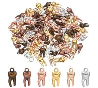 PH PandaHall 120pcs Tooth Pendant Charms 6 Colours Tooth Shaped Charms, Alloy Teeth Dangle Charm Vintage Funny Charm for Dental Themed Crafts Earrings Bracelet Necklace Jewellery Making DIY Supplies