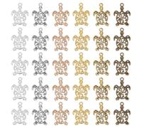 PH PandaHall 120pcs Tortoise Charms 6 Colors Small Sea Turtle Charm Pendants Filigree Animal Pendant Links Metal Charms Connectors for Bracelet DIY Crafts Jewelry Making Hole: 1.6mm