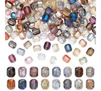 PH PandaHall 128pcs 16 Colors Faceted Beads, 8mm Column Crystal Beads Electroplate Glass Bead AB Color Craft Loose Spacer Bead for DIY Jewelry Bracelet Necklace Earring Making Crafting