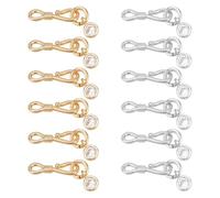 PH PandaHall 12pcs 14K Gold Plated S-Hook Clasps Silver Jewellery Clasp with Clear Cubic Zirconia Charm Necklace Jewellery Connector Clasps Brass Hook Connectors for DIY Necklace Bracelet Making