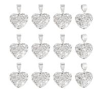 PH PandaHall 12Pcs 15mm Crystal Heart Charms Pave Disco Heart Clay Pendants Polymer Clay Rhinestone Charms Heart Bracelet Pendant Charms for Necklace Earring Jewelry Making Valentine