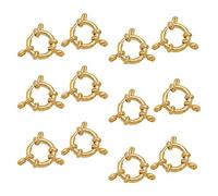PH PandaHall 12pcs 24K Gold Plated Jewellery Spring Clasps Rings, 304 Stainless Steel Bracelet Necklace Link Connector Findings Charms for Brecelet Neckalce Jewellery Making DIY Craft , Golden
