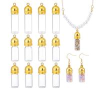 PH PandaHall 12pcs 3 Sizes Glass Vial Pendants, Screwable Hanging Pendant Bottles Hollow Glass Bottle Charm with Golden Caps for DIY Earrings Pendants Craft Jewellery Making Christmas, 1.1~1.6 Inch