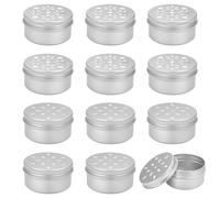 PH PandaHall 12pcs Aluminium Tins, 2.7 Ounce Empty Round Metal Storage Container with Hollow Lids 80ml Screw Lid Round Jars Sample for Aromatherapy Air Freshener Travel Storage, 2 Styles