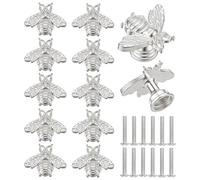 PH PandaHall 12pcs Bee Cabinet Knobs, Silver Bee Shape Drawer Knobs Metal Animal Knobs Pull Handle Furniture Handle for DIY Jewellery Box Dresser Door Cabinet Drawer Furniture Decorative Hardware