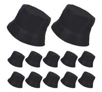 PH PandaHall 12pcs Black Bucket Hat Blank Fishing Cap Double Sided Wearable Summer Sun Hat Fashion Fishman Hats Unisex Outdoor Hats for Women Men Beach Holiday Vacation Camping Travel