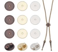 PH PandaHall 12pcs Bolo Tie Tips 3 Colors Bolo Tie Clip Alloy Round Bolo Tie Slides Blank 0.9inch Bolo Tie Buckle Replacement Accessories for 3mm Leather Cord DIY Bolo Tie Necktie Necklace Making