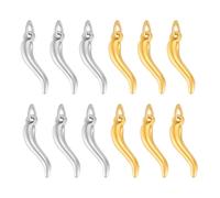 PH PandaHall 12pcs Chilli Pepper Charms 304 Stainless Steel Italian Horn Charms, 24mm Hot Chili Pendants Vegetable Charm for Bracelet Earring Necklace Jewelry Making DIY Crafts