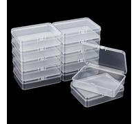 PH PandaHall 12pcs Clear Plastic Beads Storage Containers Boxes Mini Clear Plastic Storage Boxes with Lids Rectangle Craft Case Organizer for Paper Clips Buttons Jewellery Small Items 8.4x11.4x2.8cm