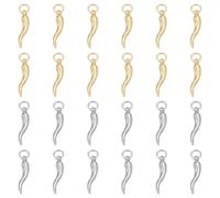 PH PandaHall 12pcs Gold Chilli Pepper Charms Silver Italian Horn Charms for Jewelry Making, Brass Hot Pepper Charms Vegetable Charms for Bracelet Earring Necklace DIY Crafts Making