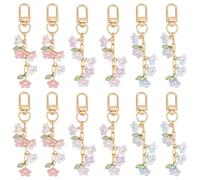 PH PandaHall 12PCS Lily of the Valley Flower Keychains 3 Styles Flower Leaf Charms Key Chain Cute Floral Bag Purse Charms with Swivel Clasps for Women Car Keys Backpack Handbag Purse Camera