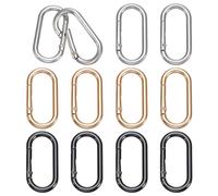PH PandaHall 12pcs Oval Spring Ring Clips 3 Colours Oval Spring Gate Rings, 1.97x0.98 inch Alloy Opening O Ring Carabiner for DIY Crafts Keychain Making Lanyards Backpacks Bags Purse