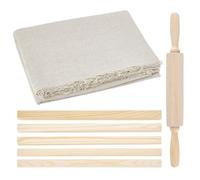 PH PandaHall 12pcs Pottery Tools Kit Include 1pc Clay Wedging Linen Tablecloth 1pc Wood Rolling Pin for Clay 10pcs 5 Sizes Pottery Teaching Rolling Mud Stick Guide for Pottery Art Enthusiasts