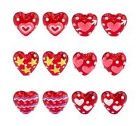 PH PandaHall 12pcs Red Heart Glass Love Beads, 20mm, Lampwork Glass Material, Perfect for Jewellery Making
