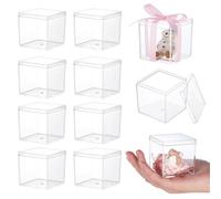PH PandaHall 12pcs Small Acrylic Box with Lid Clear Plastic Candy Containers 2.1x2.1x2.1in Square Transparent Treat Boxes for Party Wedding Favors Home Decor Jewellery Display