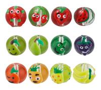 PH PandaHall 12PCS Transparent Enamel Crystal Glass Beads Round Hand-painted Fruit Glass Bead Spacer Beads Loose Beads for Easter Christmas Bracelets Necklaces Handcraft Decoration 12 Colors
