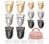 PH PandaHall 12pcs Tuck Lock Clasp Catch, 2 Size Metal Wallet Clip Clasp Handbags Purse Clasp Locks Fasteners Turn Lock Closure for DIY Wallets Bag Making Leather Craft Studio Projects Decoration