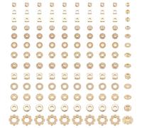 PH PandaHall 13 Styles 18K Gold Plated Beads 130pcs Flower Spacer Beads Flat Round Column Bead European Rondelle Bead for Jewellery Making DIY Craft Necklace Bracelet 3-10mm