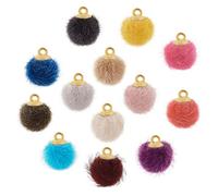 PH PandaHall 130pcs 13 Colors Pompoms Earrings Fabric Fur Metallic Pompoms Charms DIY Fluffy Ball Charms for Dangle Tassel Earrings Charm Pendant Jewellery Making