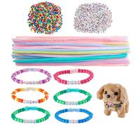 PH PandaHall 1350pcs Adopt a Puppy Party Favors Make Your Own Puppy Adoption Dog with Chenille Stems Colorful Alphabet Beads Collar Necklace Kit for Adopt A Dog Plush Stuffed Animals Birthday Party