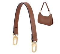 PH PandaHall 14.6 Inch Short Purse Strap, Brown Leather Bag Strap Handle Replacement Puse Handle Neutral Handbag Chain for Women DIY Wallet Underarm Bags Handbag Shoulder Bags, Golden Hardware