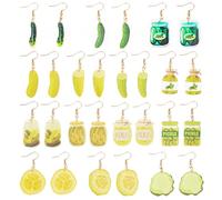 PH Pandahall 14 Pairs Jewellery Pickle Earrings Acrylic Drop Dangle Pickle Jar Earrings Hook 14 Styles Crazy Weird Jewellery Funny Earring for Women Bow Tini Bar Party Summer, Pendant: 30mm/ 1.2"