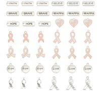 PH PandaHall 140Pcs 14 Styles Breast Cancer Charms Alloy Ribbon Pendants Enamel Breast Cancer Awareness Ribbon Charms Hope Ribbon Pendant Charms for Crafts Necklace Bracelet Jewellery Making
