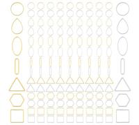 PH PandaHall 140pcs 7 Styles Beading Hoops for Jewellery Making Earring Making Supplies Square Round Teardrop Frame Connectors Rings Triangular Earrings Bezels for DIY Crafts Silver, Golden