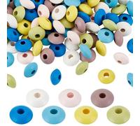 PH PandaHall 140pcs Wooden Abacus Beads 12mm Lentil Beads Colorful Wooden Beads Large Hole Loose Spacer Beads Craft Beads for Pens Keychain Bracelets Necklace Jewelry Making DIY Crafting
