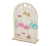PH PandaHall 144 Holes Wood Earring Display Stands Hollow Moon Star Earring Holder Wooden Stud Earrings Organizer Jewellery Organizer Holder for Home Retail Trade Craft Show Exhibition 15x5.95x22cm