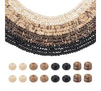 PH PandaHall 1440pcs 4 Colors Coconut Wood Beads 4.5mm Flat Oblate Beads Natural Wooden Bead Loose Spacer Bead Strands for Bracelet Necklace Jewelry DIY Earring Crafts Keychains Making