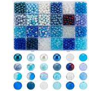 PH PandaHall 1440pcs Blue Glass Beads 24 Colors Crystal Beads 6mm Round Bracelet Bead Clear Cracked Bead for Jewellery Making Winter Christmas Decor Necklace DIY Craft
