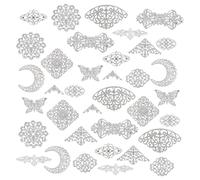 PH PandaHall 144pcs 12 Styles Filigree Connectors Pendants Metal Filigree Findings Embellishments Moon Flower Butterfly Links Charms for Earring Necklace Jewellery Making Hairpin DIY, Platinum