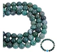 PH PandaHall 144pcs Green Moss Agate Beads 8mm Natural Gemstone Beads Smooth Spacer Bead for Necklaces Bracelets Earring Jewellery Making DIY Craft, 3 Strands